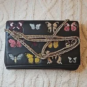 ZARA Butterfly Spider Black Purse Silver Chain Shoulder Strap
